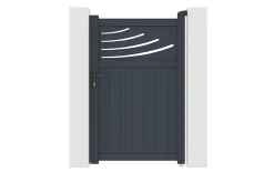 Portail coulissant 3m HALTI H.160cm + Portillon 1m HALTI H.160cm aluminium gris