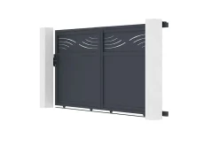 Portail coulissant 3m HALTI H.160cm + Portillon 1m HALTI H.160cm aluminium gris