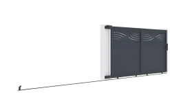 Portail coulissant 3m HALTI H.160cm + Portillon 1m HALTI H.160cm aluminium gris