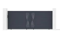 Portail coulissant 4m VELETA H.160cm aluminium gris