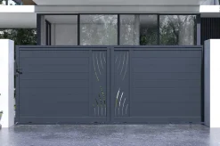 Portail coulissant 4m VELETA H.160cm aluminium gris