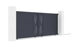 Portail coulissant 4m VELETA H.160cm + 2 poteaux H.190cm aluminium gris