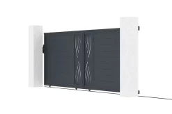 Portail coulissant 4m VELETA H.160cm + 2 poteaux H.190cm aluminium gris