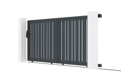 Portail coulissant 3,5m VEYMONT H.140cm aluminium gris
