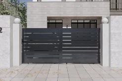 Portail coulissant 3,5m VOGEL H.140cm + Portillon 1m VOGEL H.140cm aluminium gris