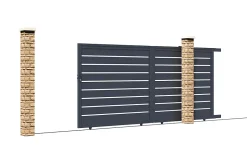 Portail coulissant 3,5m VOGEL H.140cm + Portillon 1m VOGEL H.140cm aluminium gris