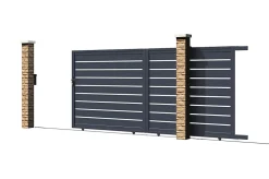 Portail coulissant 3,5m VOGEL H.140cm + Portillon 1m VOGEL H.140cm aluminium gris