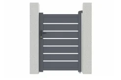 Portail coulissant 3m VOGEL H.140cm + Portillon 1m VOGEL H.140cm aluminium gris