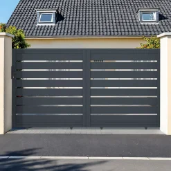 Portail coulissant 4m VOGEL H.160cm aluminium gris