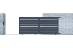 Portail coulissant 3,5m VOGEL H.160cm + Portillon 1m VOGEL H.160cm aluminium gris