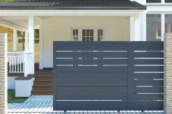 Portail coulissant 3,5m VOGEL H.160cm + Portillon 1m VOGEL H.160cm aluminium gris