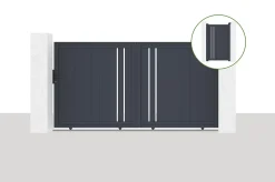 Portail coulissant 3x1,6m GIONA + Portillon GIONA H.1,6m gris