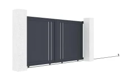 Portail coulissant 3x1,6m GIONA + Portillon GIONA H.1,6m gris