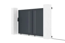 Portail coulissant 3x1,6m GIONA + Portillon GIONA H.1,6m gris