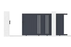 Portail coulissant 3x1,6m GIONA + Portillon GIONA H.1,6m gris