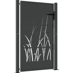 Portail de jardin Anthracite 100x125 cm Acier Design Herbe vidaXL