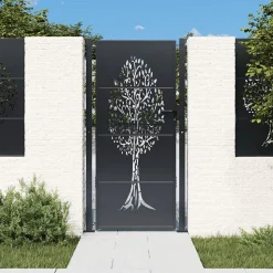Portail de jardin Anthracite 100x175 cm Acier Design Arbre vidaXL
