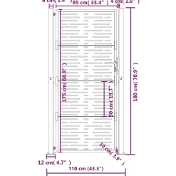 Portail de jardin Anthracite 100x175 cm Acier Design carré vidaXL