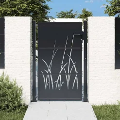 Portail de jardin Anthracite 100x150 cm Acier Design Herbe vidaXL