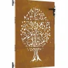 Portail de jardin 85x125 cm acier corten conception de l'arbre vidaXL