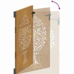 Portail de jardin 85x125 cm acier corten conception de l'arbre vidaXL