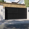 Portail effet persienne coulissant aluminium Neva Klikstrom + motorisation Somfy l.410 x H.163 cm gris anthracite RAL 7021