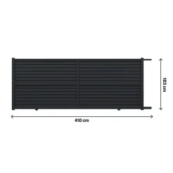 Portail effet persienne coulissant aluminium Neva Klikstrom + motorisation Somfy l.410 x H.163 cm gris anthracite RAL 7021