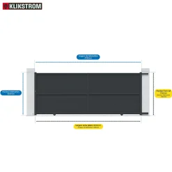 Portail effet persienne coulissant aluminium Neva Klikstrom + motorisation Somfy l.410 x H.163 cm gris anthracite RAL 7021