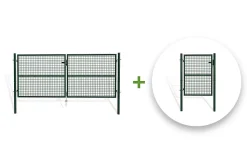 Portail grillagé 3m OLGA H.130cm + Portillon 1m OLGA H.130cm Vert