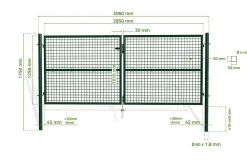 Portail grillagé 3m OLGA H.130cm + Portillon 1m OLGA H.130cm Vert
