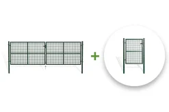 Portail grillagé 4m OLGA H.130cm + Portillon 1m OLGA H.130cm Vert