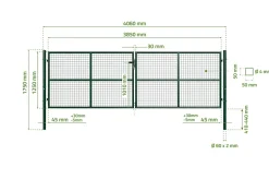Portail grillagé 4m OLGA H.130cm + Portillon 1m OLGA H.130cm Vert