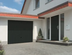 Porte de garage basculante acier gris RAL 7016 - l.237,5 x h.200 cm - manuelle (pré-montée)
