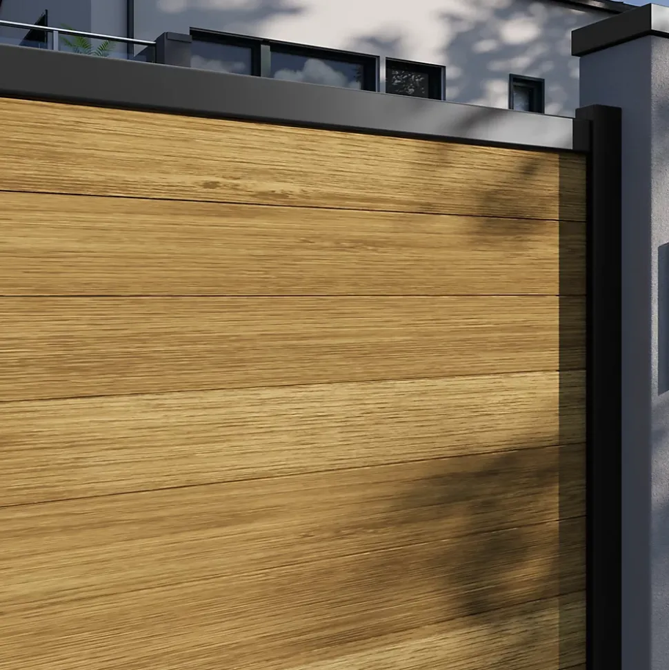 Portillon battant Neva aluminium effet bois l.100 x H.168 cm Klikstrom