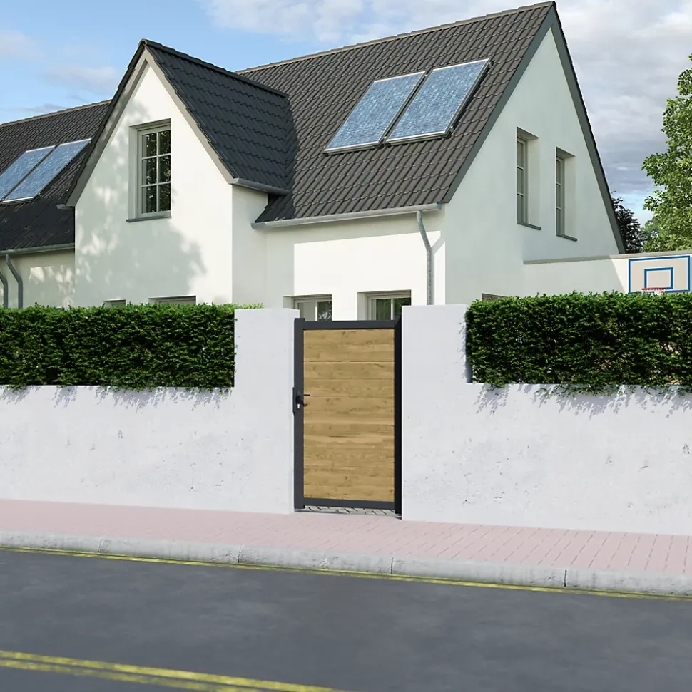 Portillon battant Neva aluminium effet bois l.100 x H.168 cm Klikstrom