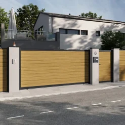 Portillon battant Neva aluminium effet bois l.100 x H.168 cm Klikstrom