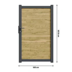 Portillon battant Neva aluminium effet bois l.100 x H.168 cm Klikstrom