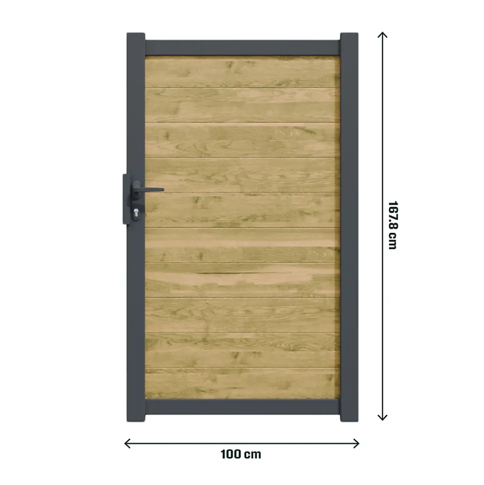 Portillon battant Neva aluminium effet bois l.100 x H.168 cm Klikstrom