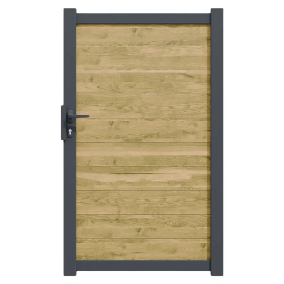 Portillon battant Neva aluminium effet bois l.100 x H.168 cm Klikstrom