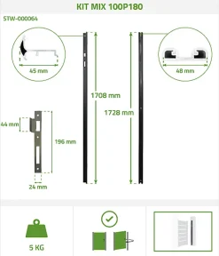Portillon 1m EIGER H.180cm + Kit inversion ouverture
