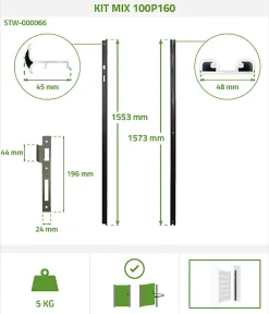 Portillon 1m EIGER H.160cm + Kit inversion ouverture