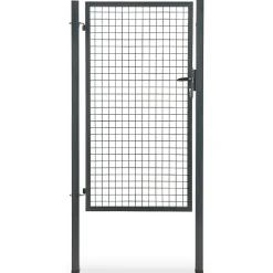 Portillon pour clôture grillagée à poteaux carrés Blooma gris 100 x h.170 cm