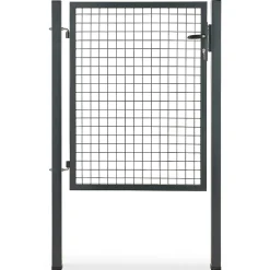 Portillon pour clôture grillagée à poteaux carrés Blooma gris 100 x h.120 cm