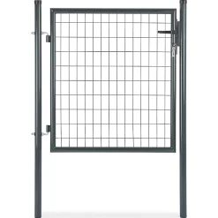 Portillon pour clôture grillagée à poteaux ronds gris 100 x h.100 cm