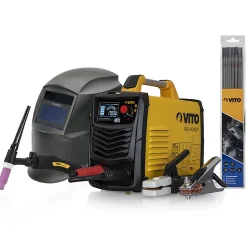 Poste a souder Professionnel inverter MMA TIG 250 Ampères +12 baguettes Diam 2.5 mm + Cagoule LCD + Mallette VITO