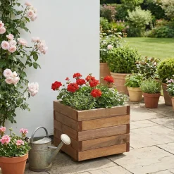 Pot carré bois Blooma Bopha marron 40 x 40 x h.35 cm