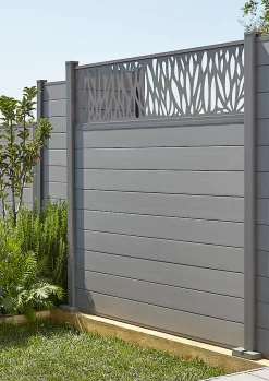 Poteau universel à sceller en aluminium taupe pour clôture Neva Klikstrom, H.240cm
