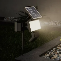 Projecteur à piquer solaire LED intégré à détection Davern 400lm IP65 noir Goodhome