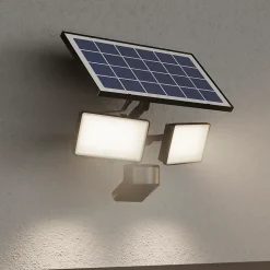Projecteur solaire LED intégré à détection Davern 2x800lm IP65 noir GoodHome