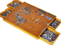 Puzzle Table en Bois avec 4 Tiroirs pour Stockage Plateau Puzzle Board Jeu de Societe Equipe Panneaux Lateraux